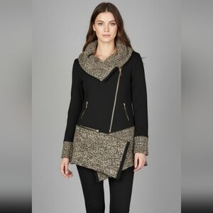Chic Black and Gray Women's Cardigan with Zipper
